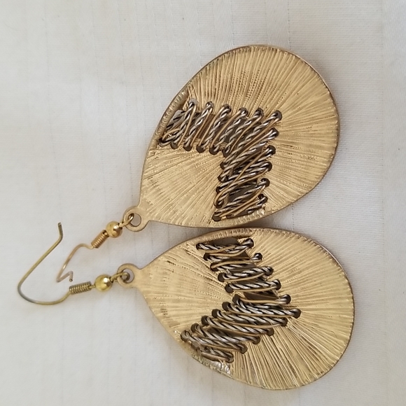 Gold Teardrop Decorative Earrings - Picture 4 of 4
